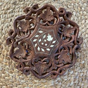 Intricate Carved Wooden Trivet